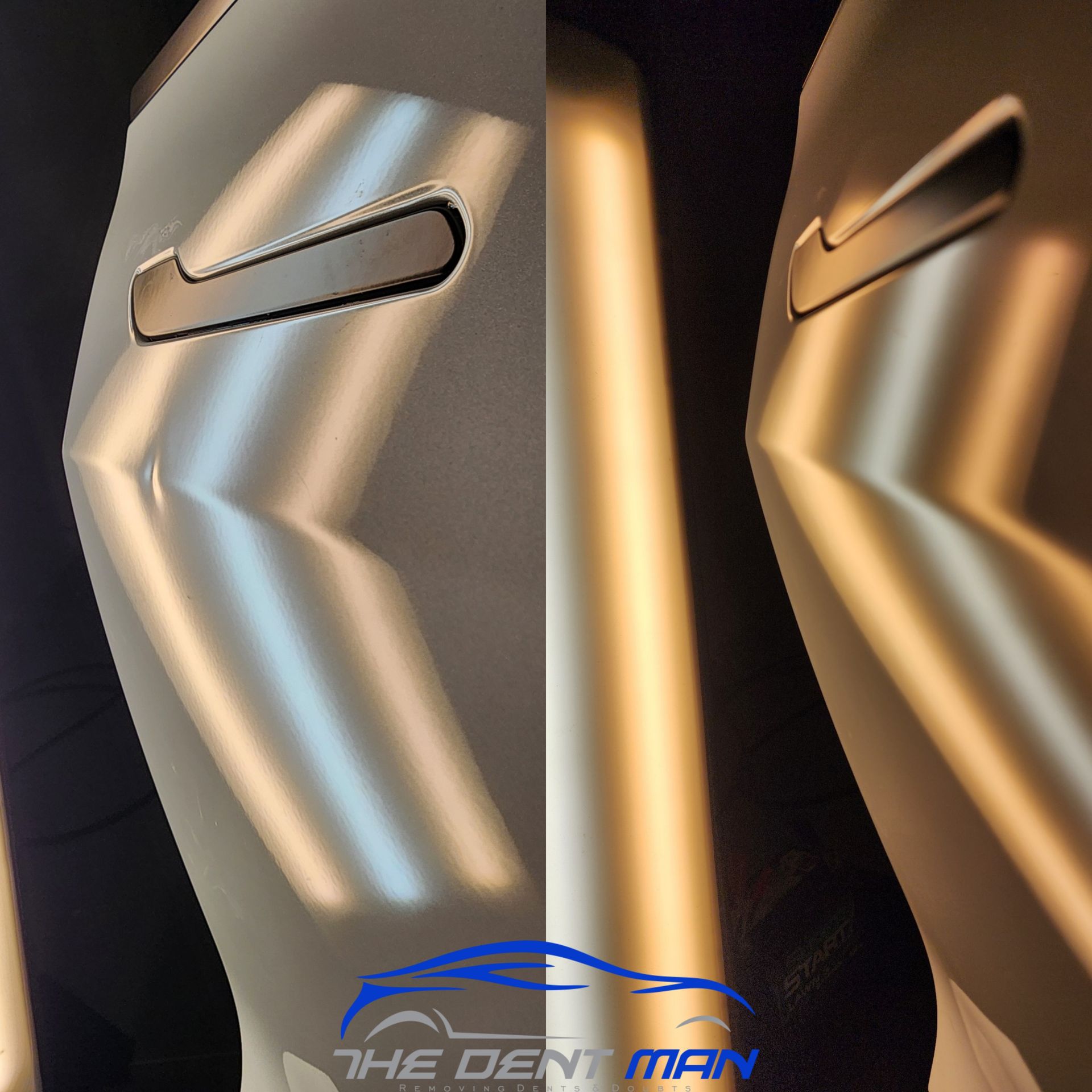 Mobile Dent Repair — Tesla Door Ding in Buford, Ga Mobile Dent Repair — Blue Shiny Car in Atlanta, GA