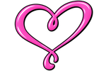Pink heart-shaped ribbon with a looped swirl and glossy outline