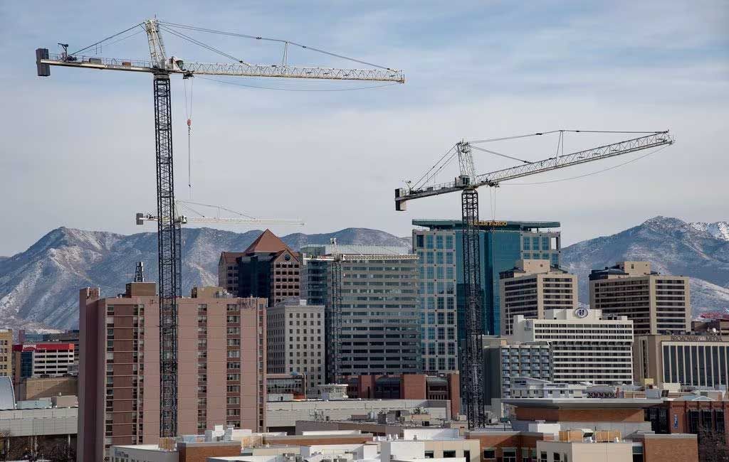 Commercial Buildings With The Cranes — Salt Lake City, UT — Insulation From Hale Commercial Buildings With The Cranes — Salt Lake City, UT — Insulation From Hale