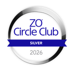 ZO Circle Club Silver 2026 badge with blue ribbon and white background