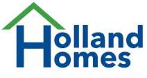 Holland Homes logo with blue text and a green roof line
