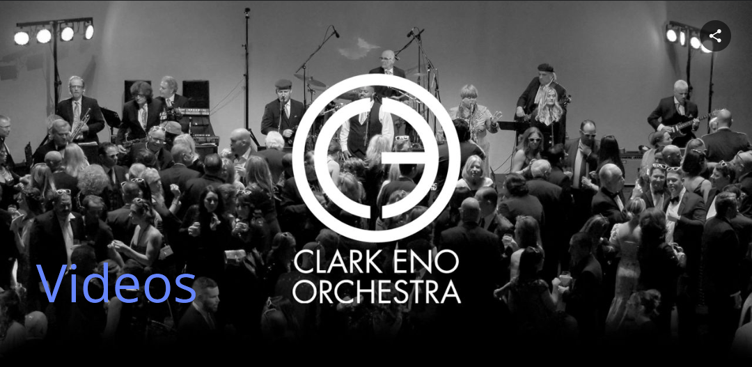 Clark Eno Orchestra Black and white crowd and band