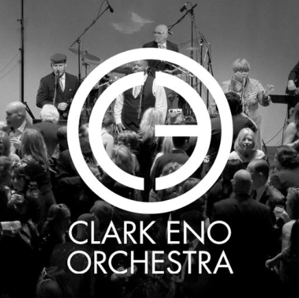 Clark Eno Orchestra logo with the team as background