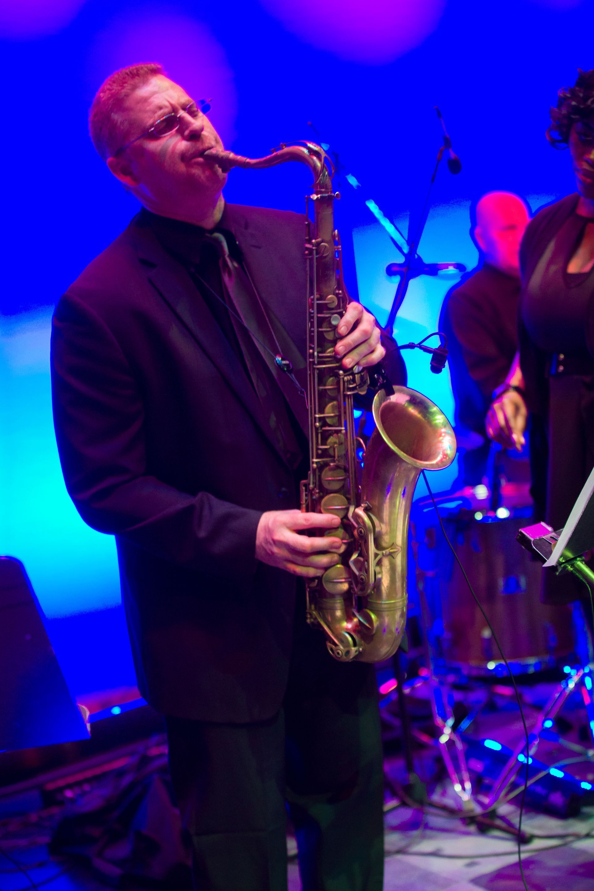 Clark Eno Orchestra saxophonist playing