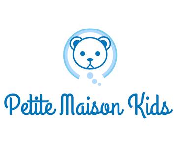 A logo for petite maison kids with a teddy bear in a circle