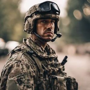 Man in army uniform who is obviously distraught and very sad