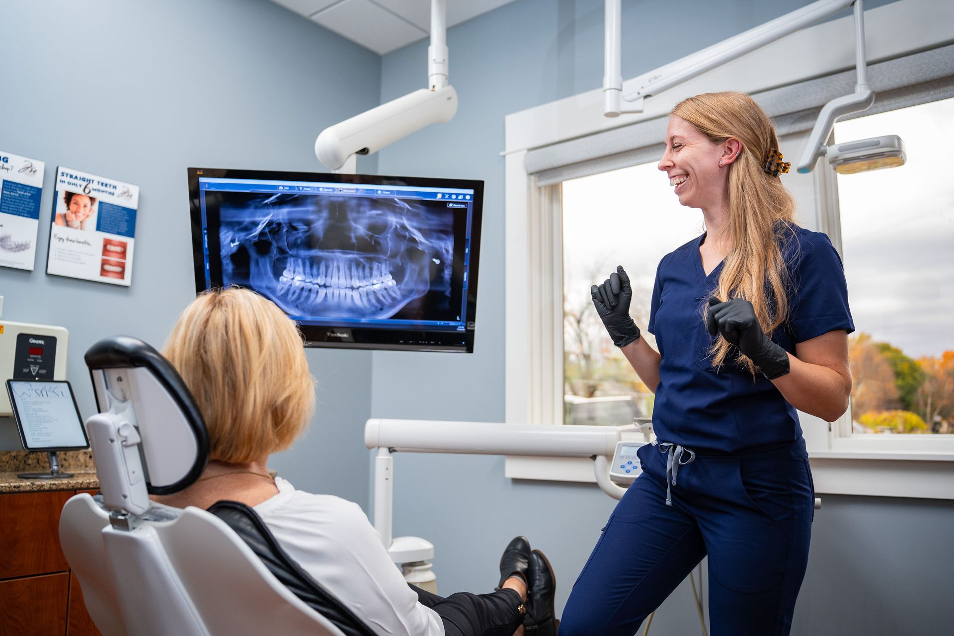 Laura is performing a dental evaluation for a patient at McMahon Dental.
