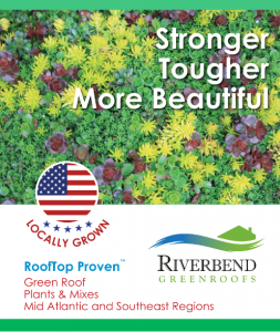 Green roof plants with text