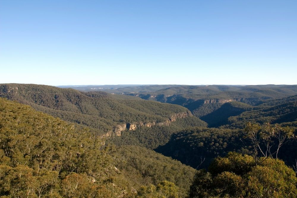 A View Of A Valley Surrounded By Mountains And Trees On A Sunny Day — Simon Dickson Excavations in Bundanoon, NSW