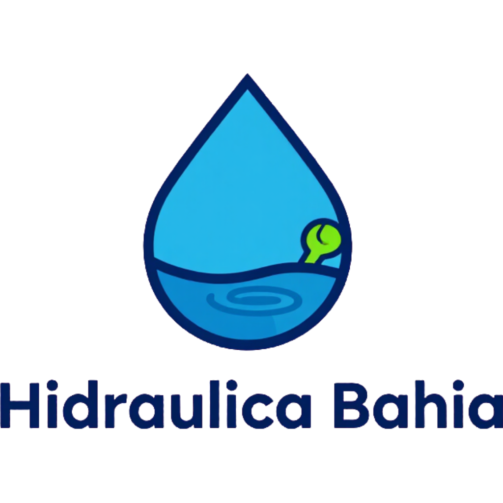 Logotipo de Hidraulica Bahia con una gota de agua azul y un pequeño brote verde