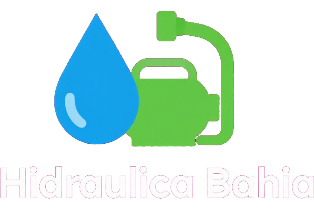 Logotipo de una gota de agua azul y un grifo verde con el texto tenue «Hidráulica Bahia»