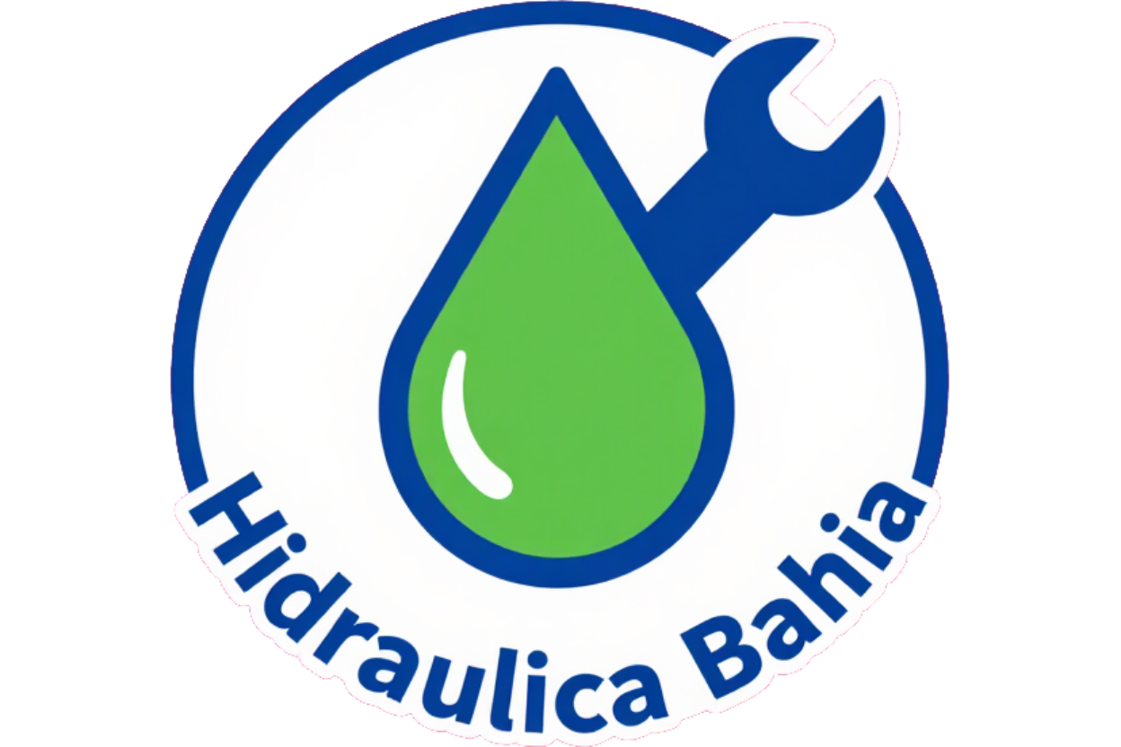 Logotipo de Hidraulica Bahia con una gota de agua azul y una llave inglesa dentro de un círculo azul