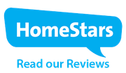 A blue speech bubble that says homestars read our reviews