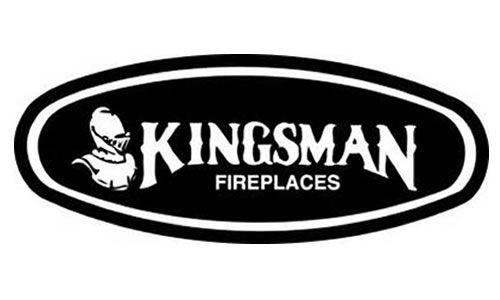 A black and white logo for kingsman fireplaces.