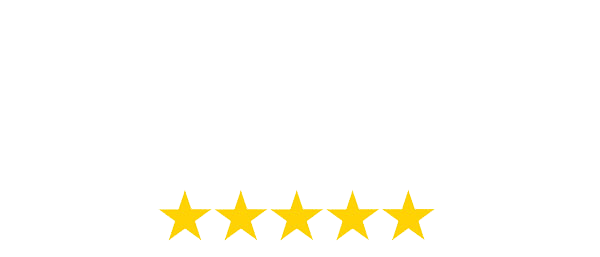 A row of five yellow stars on a white background.