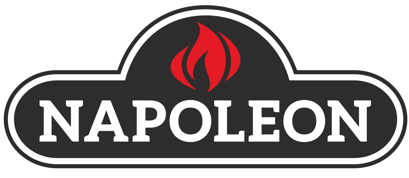 The napoleon logo has a red flame on it.