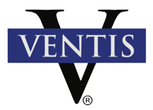 A logo for ventis with a v in the middle