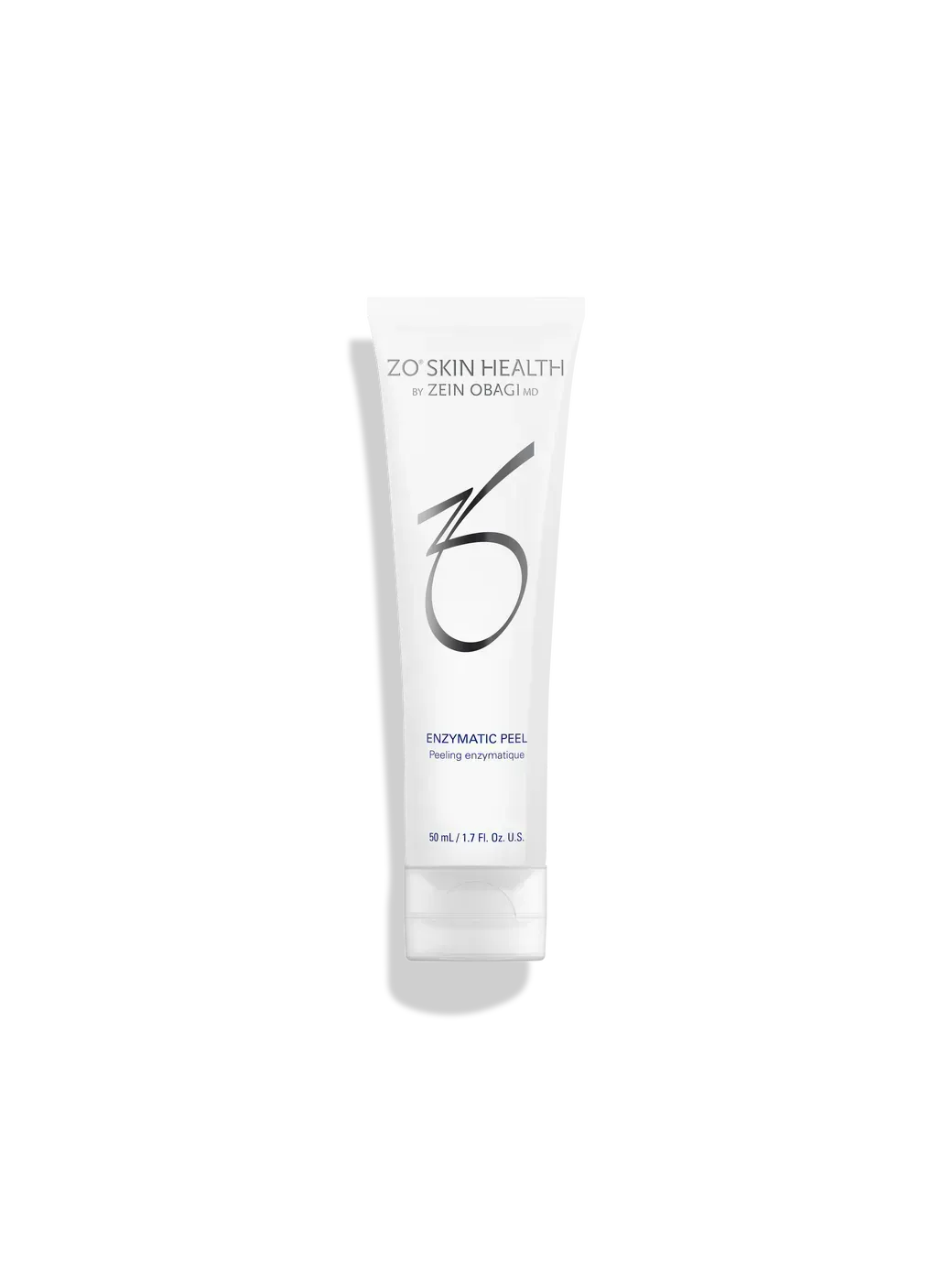 White cosmetic tube with a black “6” centered on a plain white background