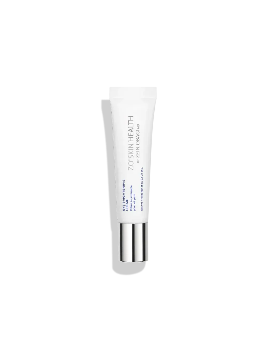 White cosmetic tube with silver cap on a plain white background