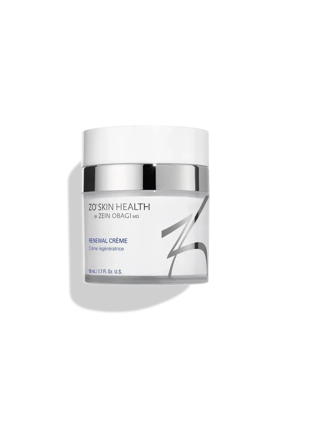 White skincare cream jar with silver lid on a plain background