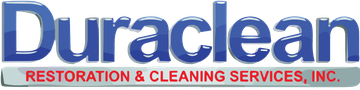 The logo for duraclean cleaning services llc is blue and white.