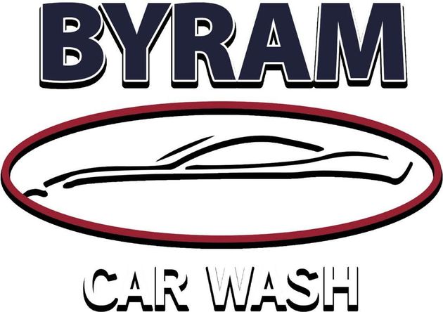 BYRAM Car Wash logo with a car silhouette inside a red oval