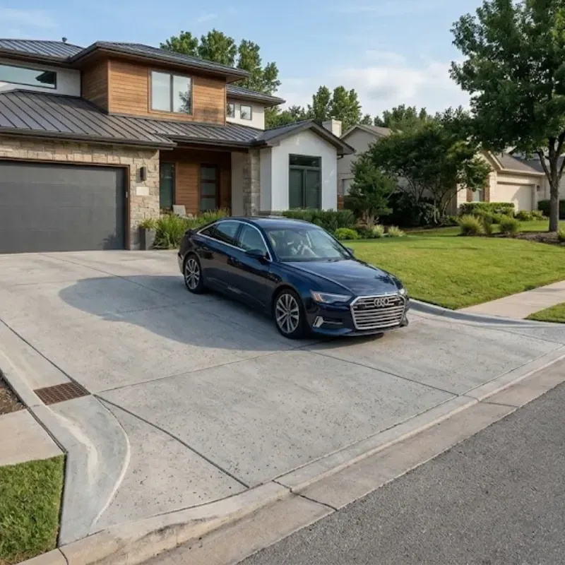 Concrete driveway crack inspection and repair in Lafayette LA residential neighborhood