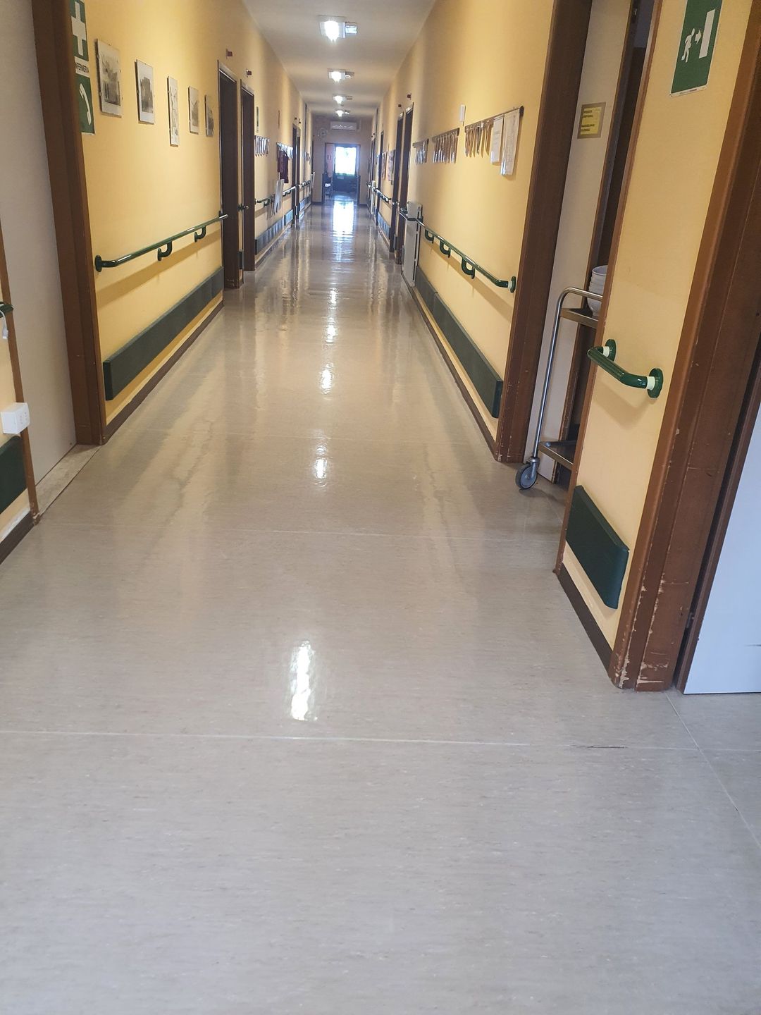Persona che pulisce un tappeto con l'aspirapolvere, primo piano di una bocchetta scura su un tappeto chiaro in un ambiente interno.