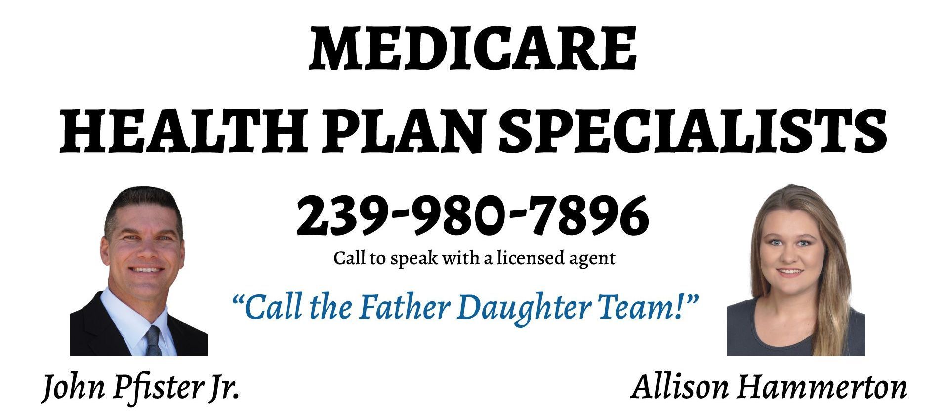 An ad for medicare health plan specialists shows a man and a woman