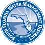 South Florida Water Management District logo: blue circular design with Florida outline and text