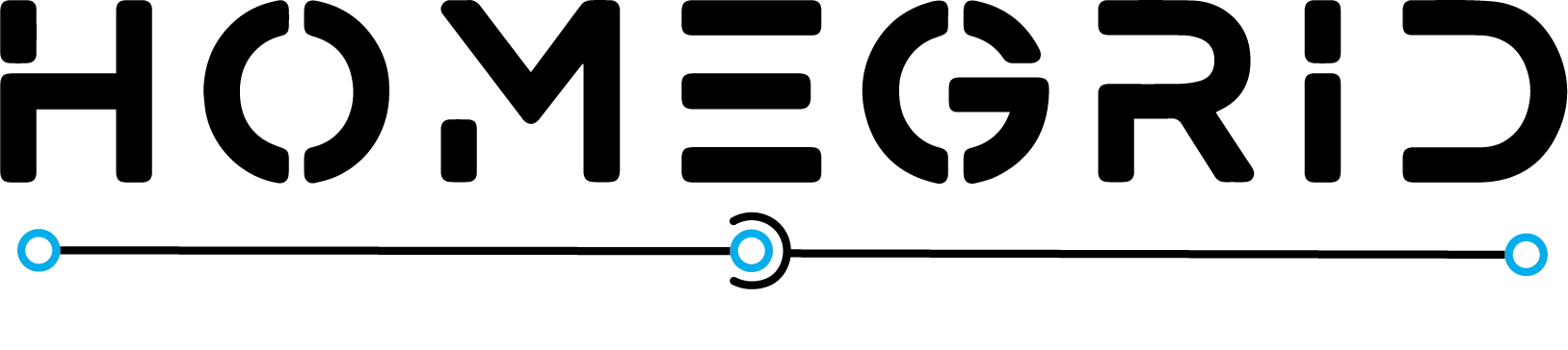 A black and white logo for a company called homegrid.