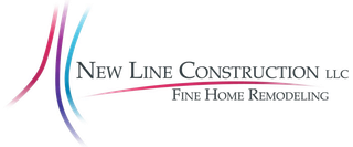 New Line Construction LLC logo with pink and blue swooshes and “Fine Home Remodeling” text