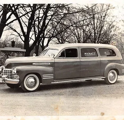 Sepia Photo Mynatt Funeral Home, Inc hearse