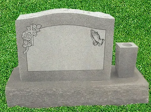 Granite upright with plant vase on the side, personalized engravings monument offered by Mynatt Funeral Home, Inc.