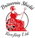 Logo of Britannia Shield Roofing Ltd, featuring a red Britannia figure, Union Jack shield, and trident.
