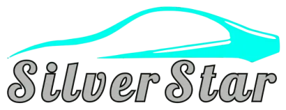 Silver Star logo with turquoise car silhouette and gray stylized text