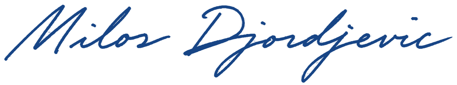 Blue cursive signature reading “Milos Djorjevic” on a white background