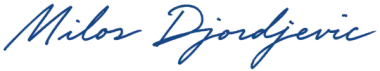 Blue cursive signature reading “Milos Djordjevic” on a white background