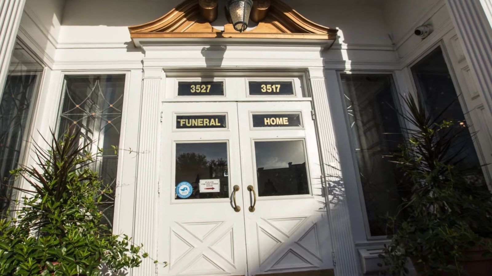 Entrance to the Caring Cremations funeral home at 3521 N. Pulaski Rd. in Irving Park, Chicago