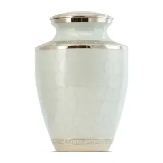 White Adult Brass Urn from Caring Cremations