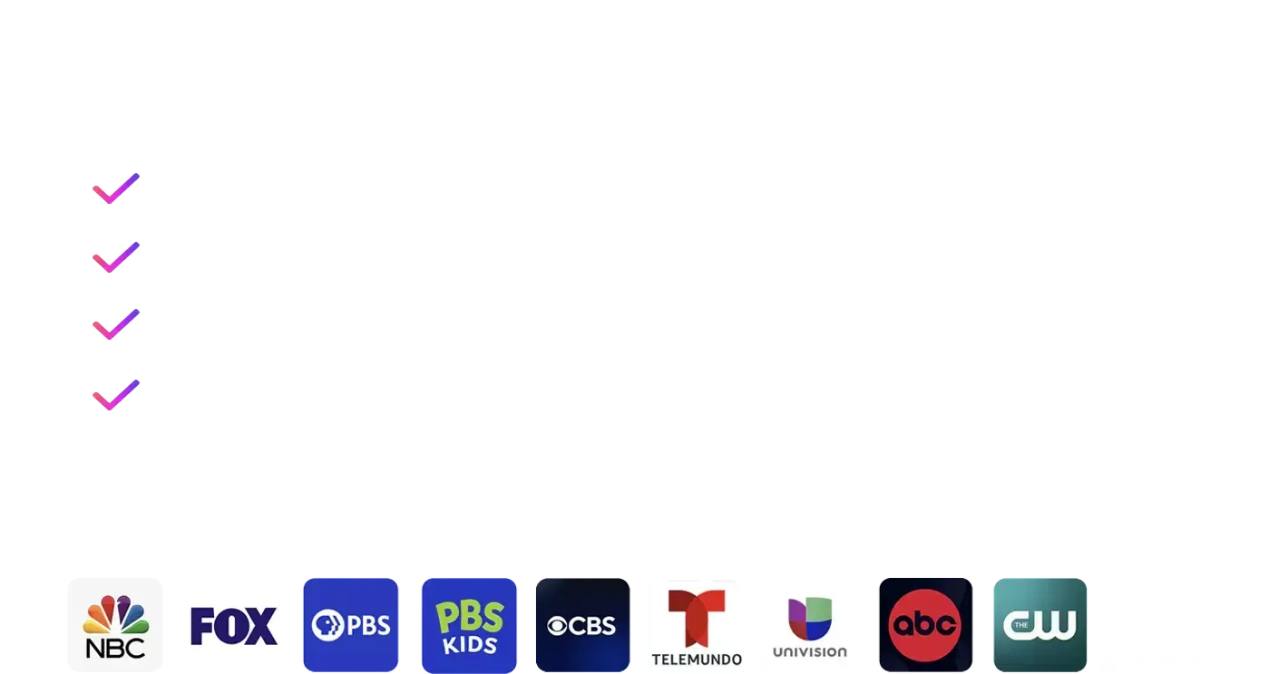 A white background with a bunch of local channel logos on it