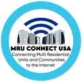 A logo for mru connect usa connecting multi residential units and communities to the internet.