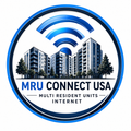 A logo for mru connect usa connecting multi residential units and communities to the internet.