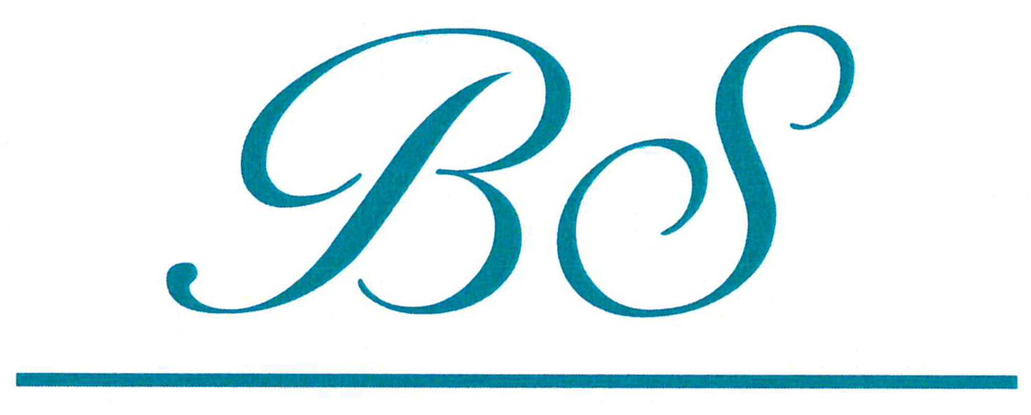 Logo “BS” in corsivo color verde acqua sopra una sottile linea orizzontale dello stesso colore su sfondo bianco.