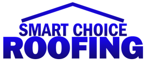 Smart Choice Roofing logo in blue with a roofline graphic above the text