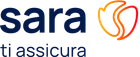 Logo di &ldquo;sara ti assicura&rdquo; in blu e arancione su sfondo bianco