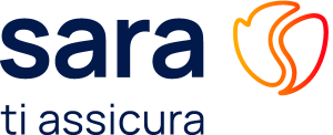 Logo di &ldquo;sara ti assicura&rdquo; in blu e arancione su sfondo bianco