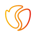 Logo astratto a spirale arancione e gialla su sfondo bianco.