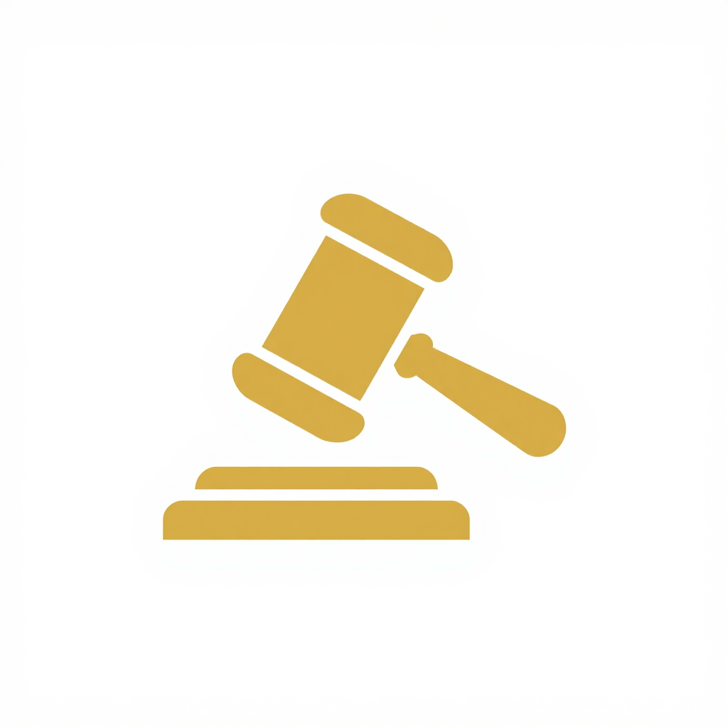 Icono de un mazo de juez dorado sobre fondo blanco