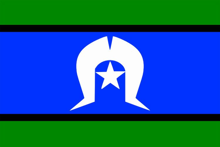 A flag with a horseshoe and a star on it